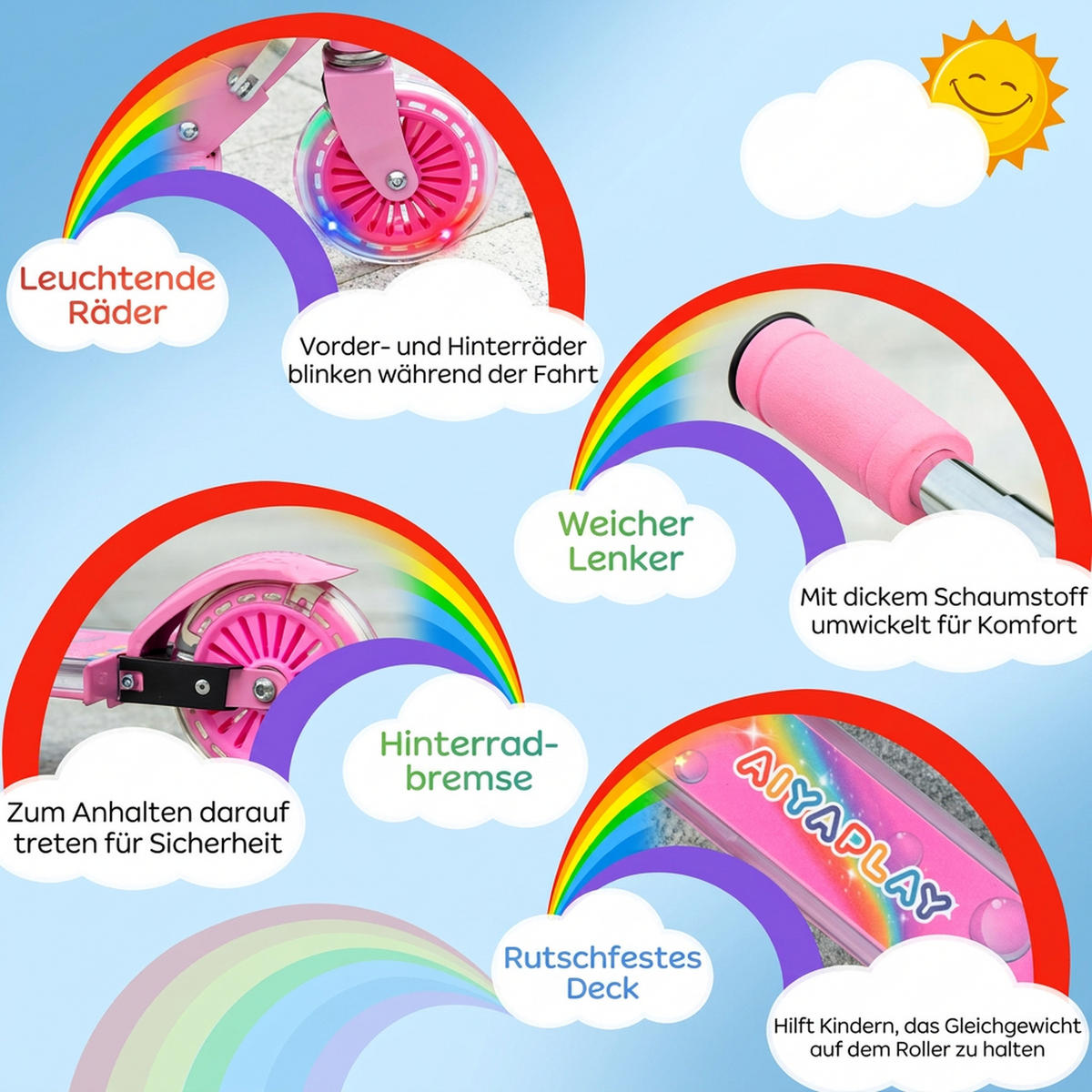 KINDERROLLER Metall Kunststoff Rosa - Rosa, Metall (67/32/78cm) - HOMCOM