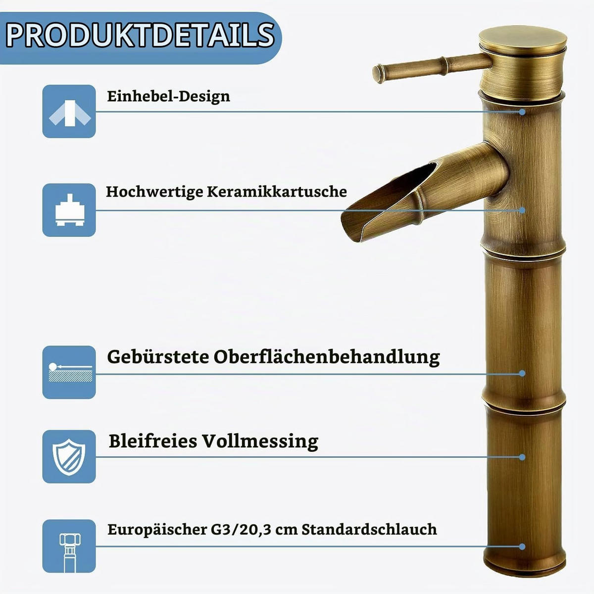 BADEZIMMERARMATUR, 30,5 x 12 cm, gold - Goldfarben, Metall (40/10/18cm) - Vallsero