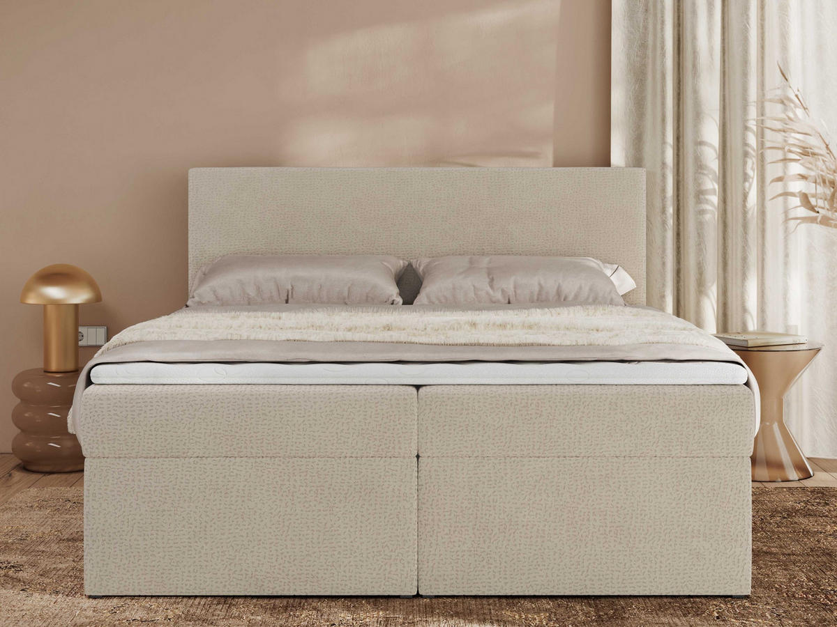 BOXBETT JAGUAR 180/200 - Beige Struktur - H3 - Beige, Holz/Textil (180/200cm) - MKS