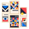 POSTER Set Mit 6 Bauhaus-Stil 4 Geometrisch Größe A3 & A4 Rahmen aus hellem Holz - Beige, Papier (29.7/1cm) - Nacnic