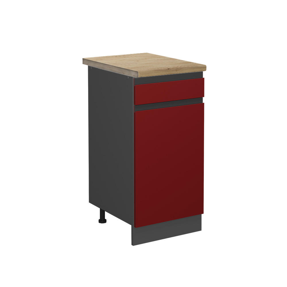 KÜCHENUNTERSCHRANK R-Line Rot 40 cm, AP Eiche - Anthrazit/Rot, Holzwerkstoff (40/81.6/60cm) - Vicco