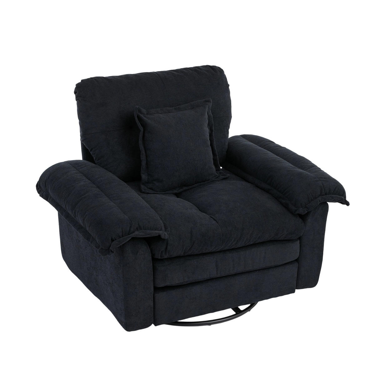 SESSEL mit 360°-Drehfunktion Chenille Black - Schwarz, Metall (84/96/116cm) - Meubliv