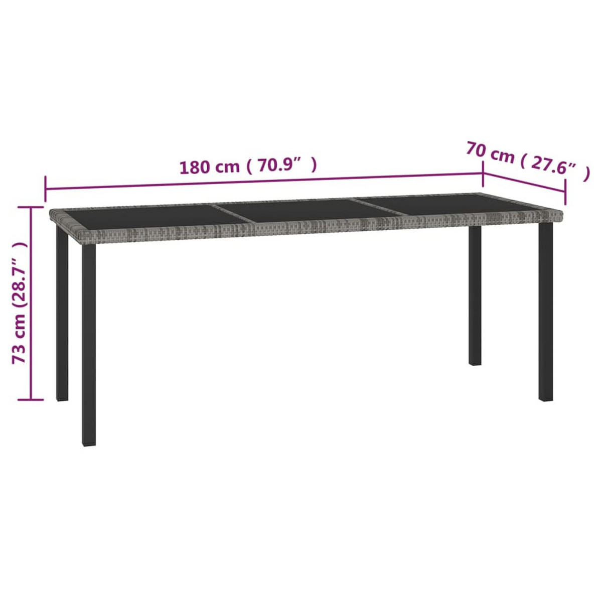 GARTEN-ESSGRUPPE VV Poly Rattan Grau - Grau, Kunststoff/Textil - vidaXL