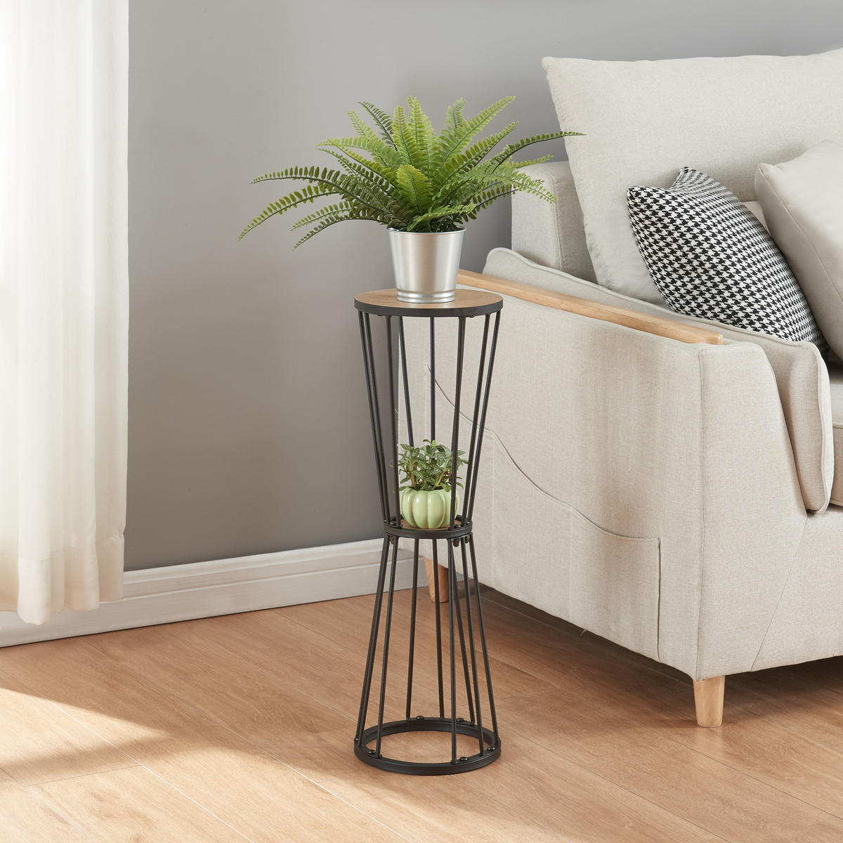 BLUMENTISCH Fossbergom - Schwarz, Metall (20/20/62cm) - [en.casa]