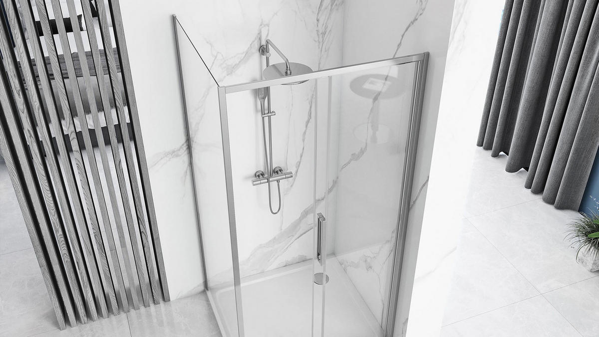 DUSCHKABINE Rea Rapid Slide Chrom 130x90 - Chromfarben, Glas (130/90/195cm) - REA