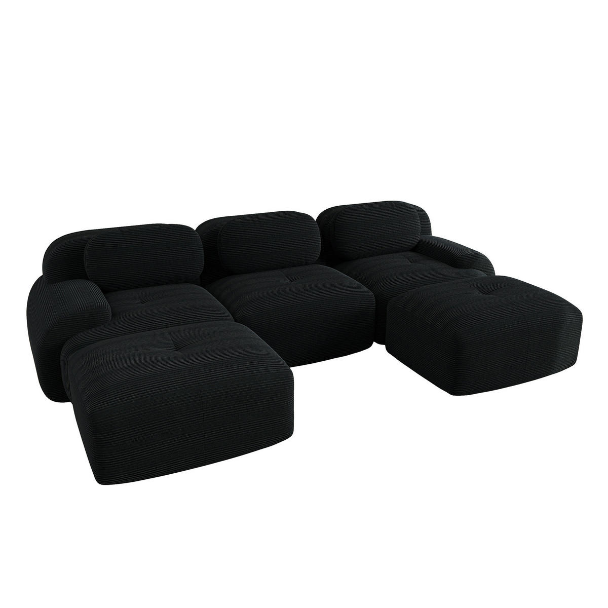 ECKSOFA modular rahmenlos Cord Black - Schwarz, Kunststoff (178/75/298.1cm) - Meubliv