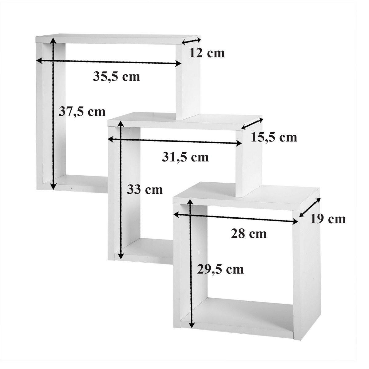 WANDREGAL mit 3 Fächern L64 cm - Fibi - Weiß, Holzwerkstoff (19/65.5/64cm) - Calicosy
