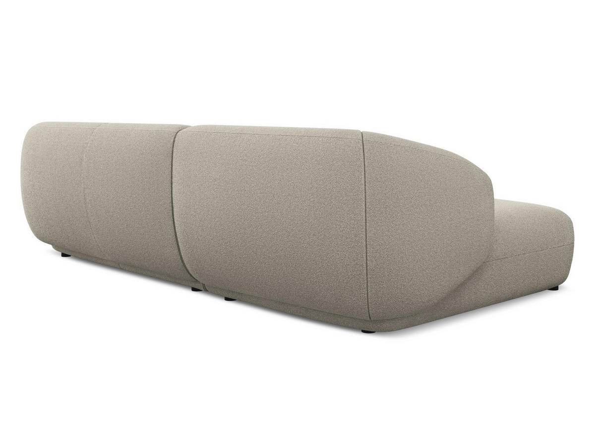 ECKSOFA Links Bouclé Stoff Beige - Beige/Schwarz, Kunststoff/Textil (156/280cm) - Makamii