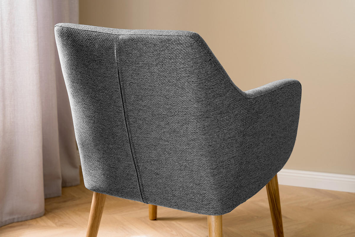 LOUNGESESSEL - Eichefarben/Dunkelgrau, Eichenholz/Textil (66/80/68cm) - home24