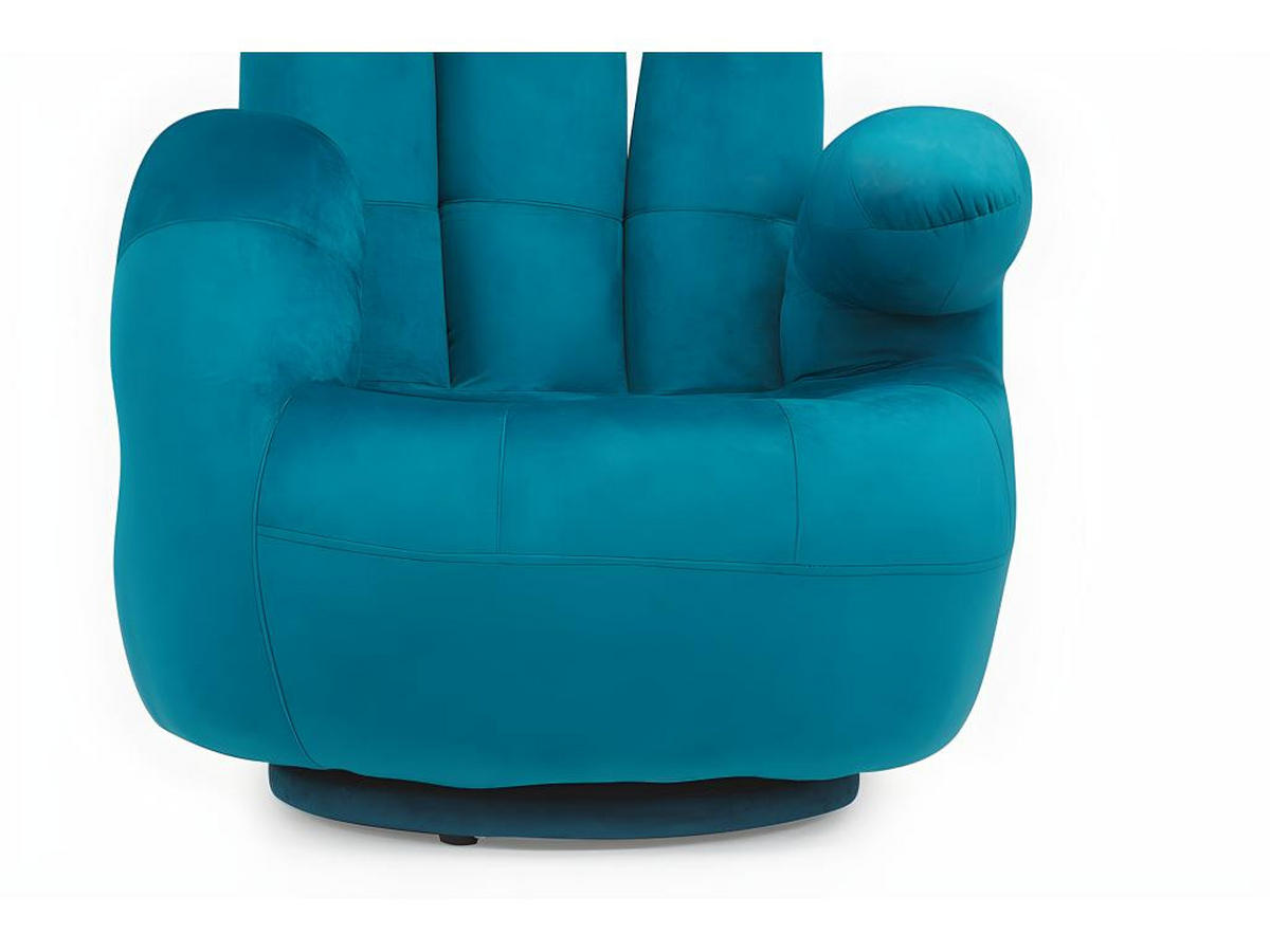 FINGERSESSEL drehbar - Samt - Grünblau - CATCHY - Blau, Textil (78/89/82cm) - Vente-Unique