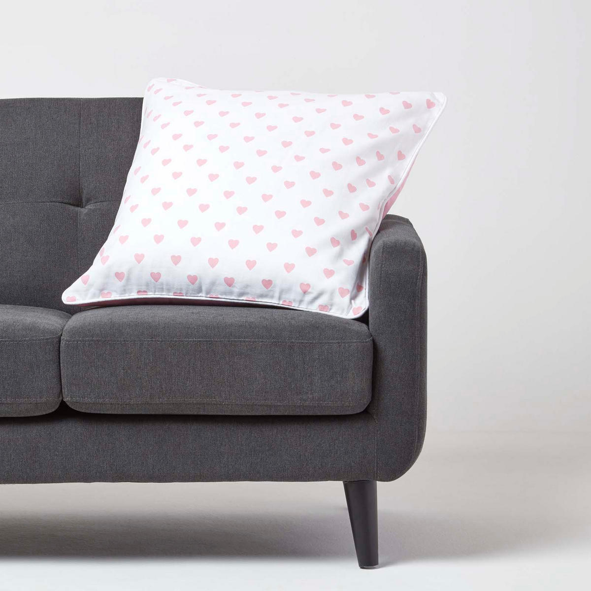 KISSENHÜLLE Herzen 60/60 cm, 100% Baumwolle - Rosa, Textil (60/60cm) - Homescapes