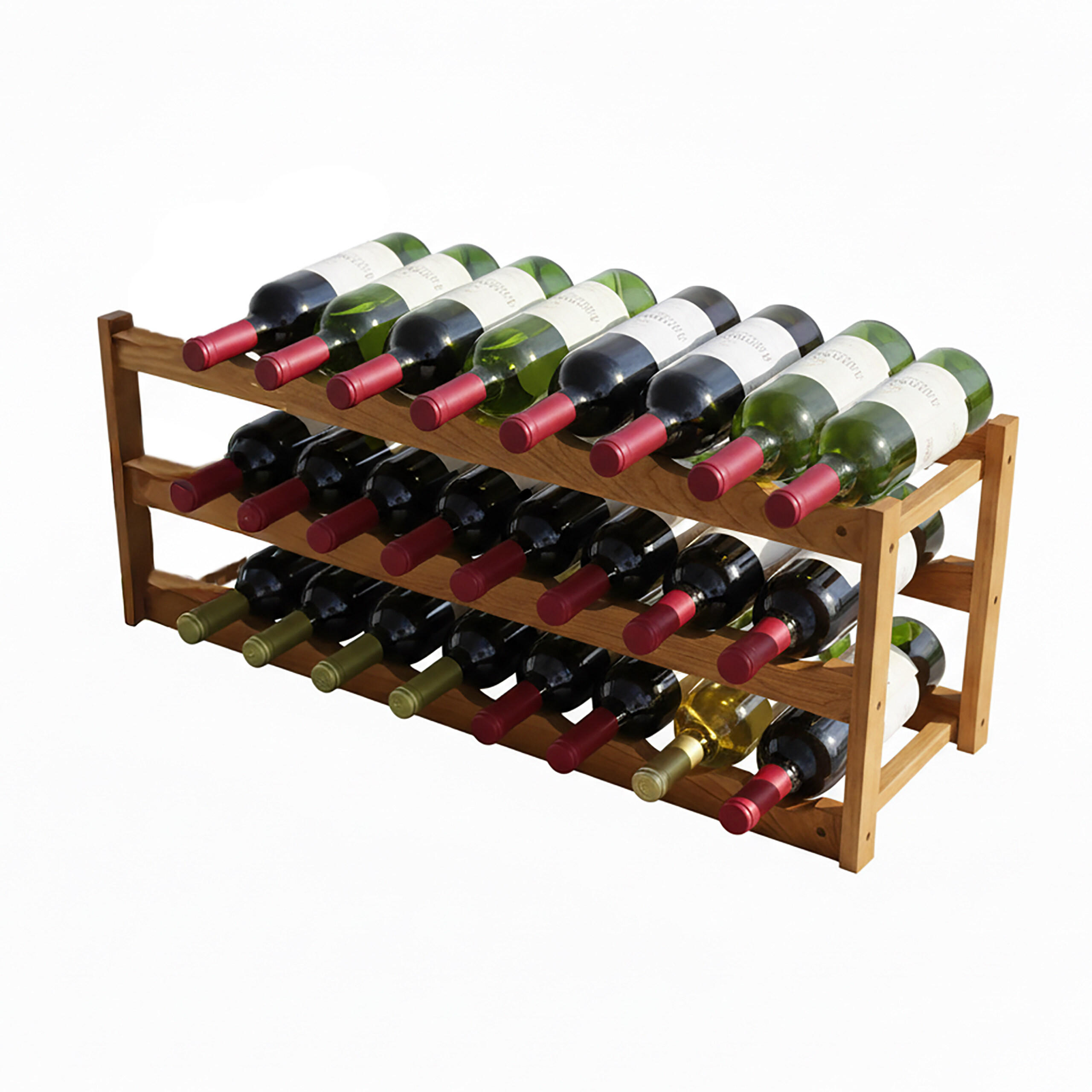 WEINREGAL - Hellbraun, Holz (78/28/21cm) - Relaxdays