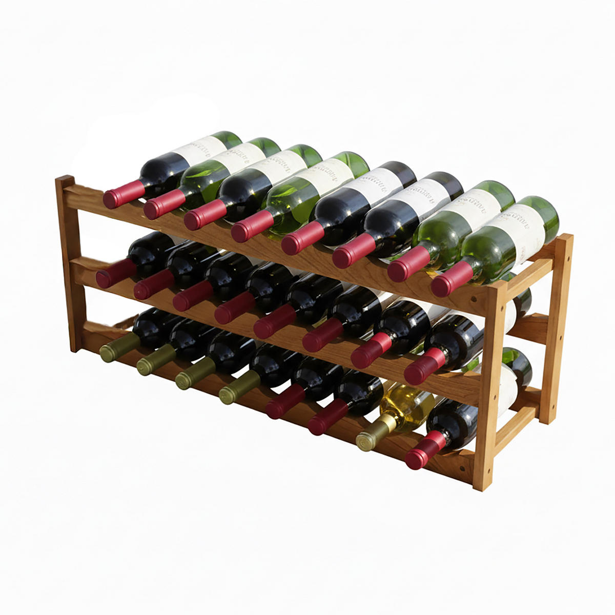 WEINREGAL - Hellbraun, Holz (78/28/21cm) - Relaxdays