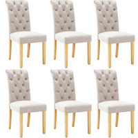 ESSZIMMERSTUHL 6er-Set Samt mit Eichenbeinen Beige - Beige, Holz (43/100/63.2cm) - Meubliv
