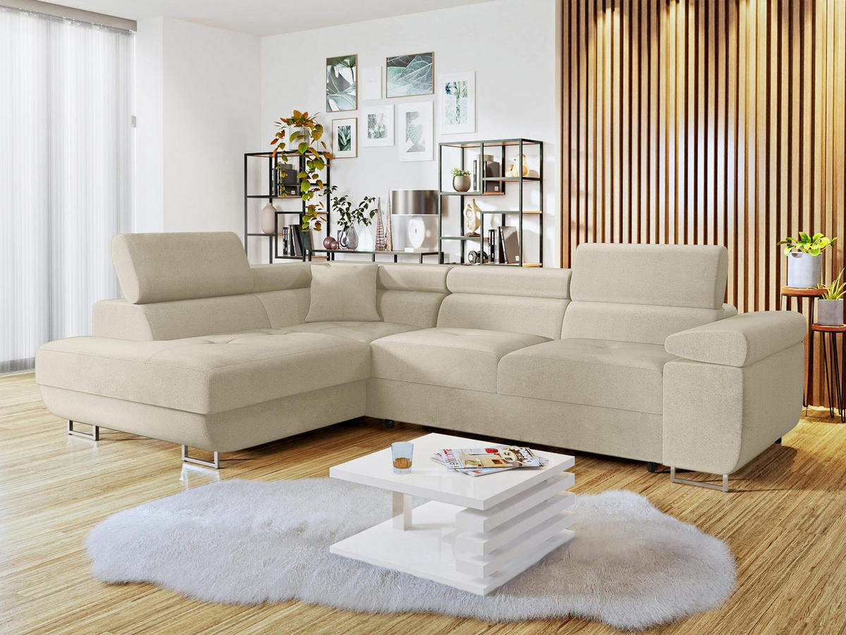 ECKSOFA Torezio, Seite: Links - Beige, Holz/Textil (274/203cm) - MIRJAN24