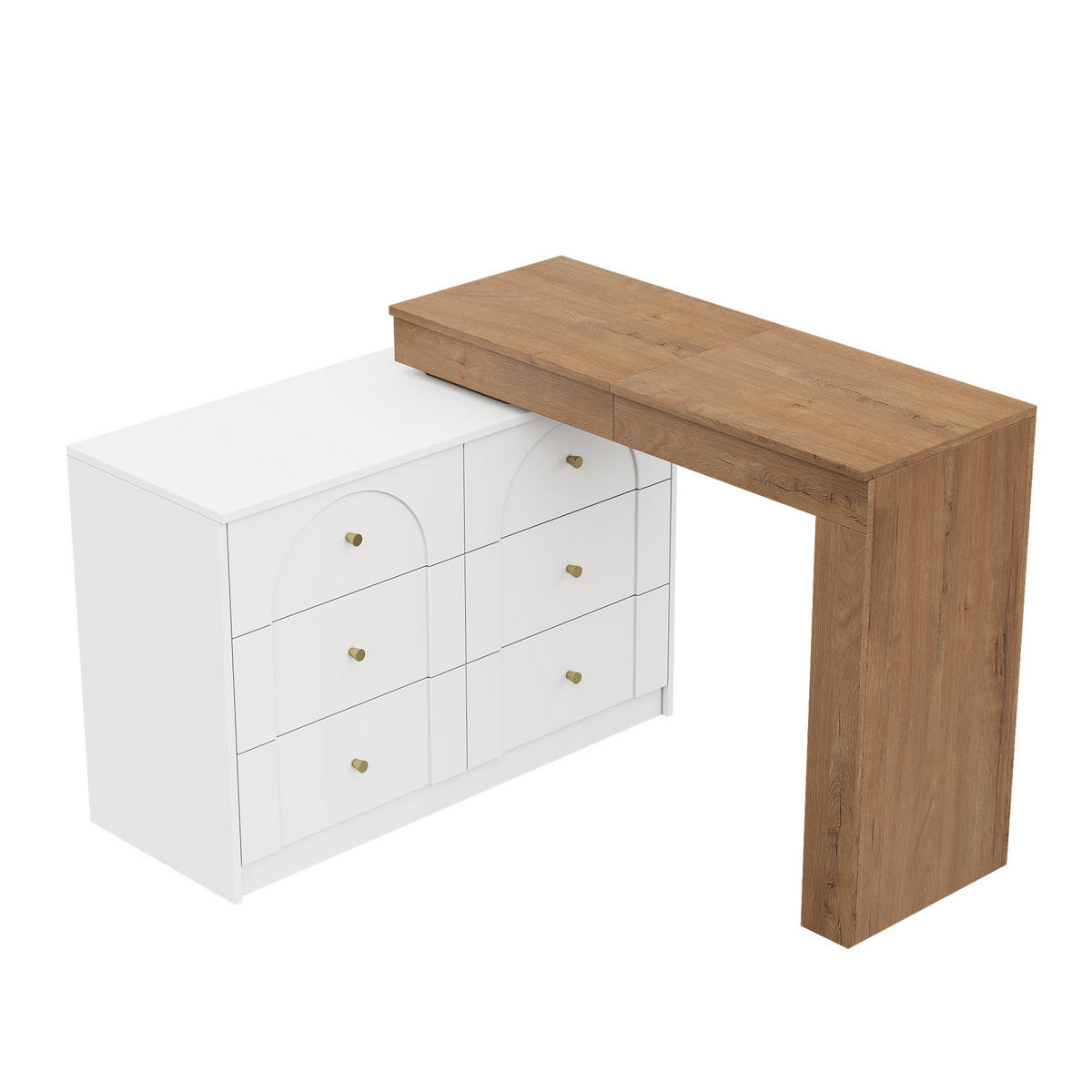 SCHMINKTISCH Drehbar LED Beleuchtung Weiß Holzoptik - Multicolor, Holzwerkstoff (105/80/40cm) - FLIEKS