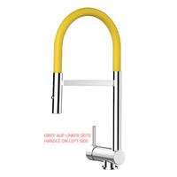 VORFENSTER-KÜCHENARMATUR, Umklappbar 6 CM, Verchromt und Gelb, 2-Strahl-Brause, LINKER HEBEL - Gelb, Metall (21.3/48.2/21.3cm) - VIZIO