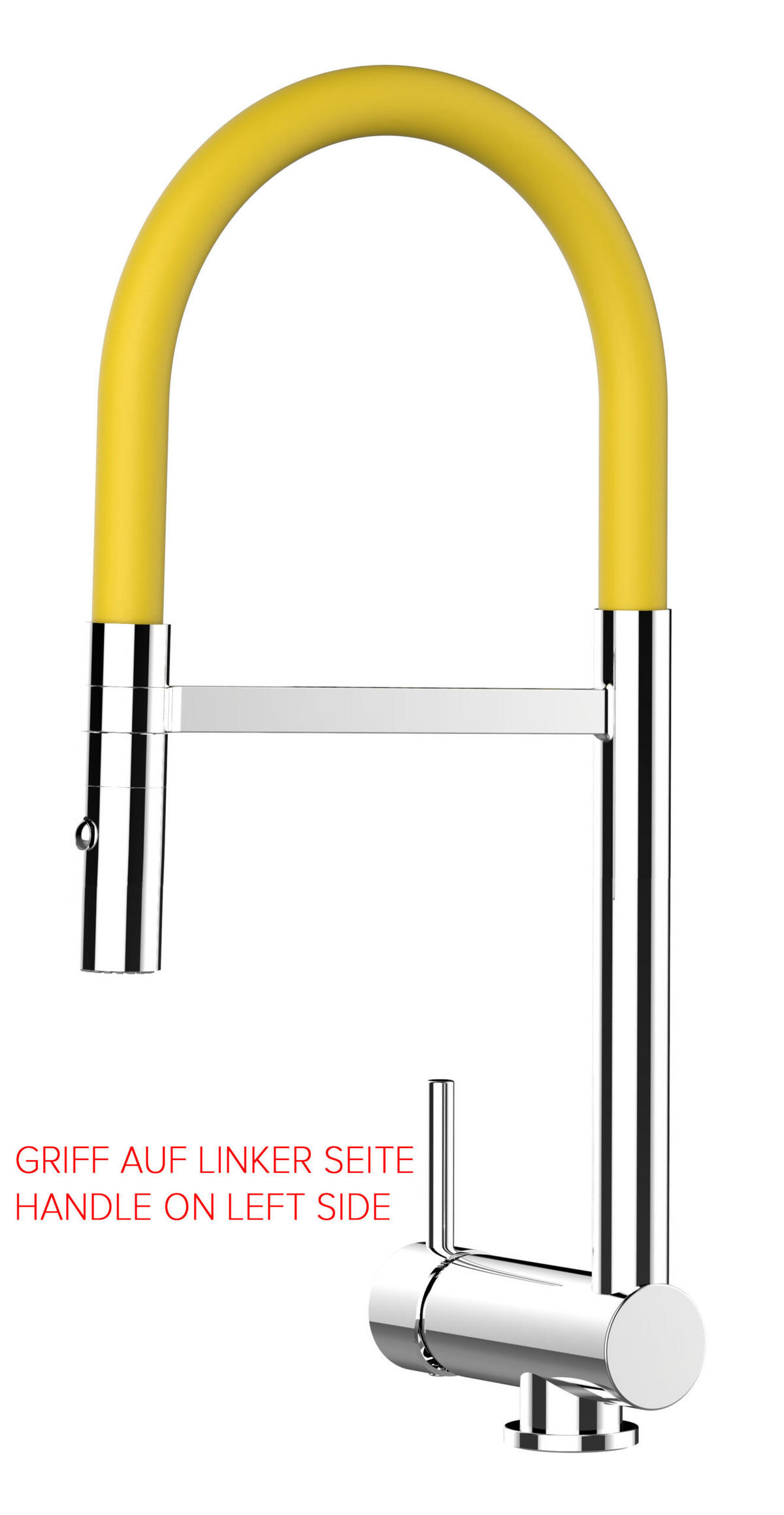 VORFENSTER-KÜCHENARMATUR, Umklappbar 6 CM, Verchromt und Gelb, 2-Strahl-Brause, LINKER HEBEL - Gelb, Metall (21.3/48.2/21.3cm) - VIZIO