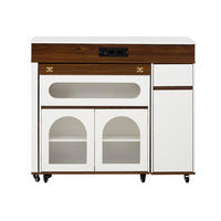 KÜCHENINSEL 50,5~187,5/110,5/95,5 cm weiß walnussfarben aus MDF mit Auszug und Steckdosen - Walnussfarben, Holzwerkstoff (110.5/95.5/50.5cm) - OKWISH