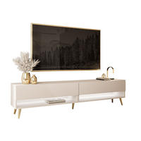 LOWBOARD TV-Schrank CALANTE 180 cm auf schrägen goldenen Chrom-Beinen - Kaschmir/Goldfarben, Holzwerkstoff/Metall (180/43/35cm) - Lookway