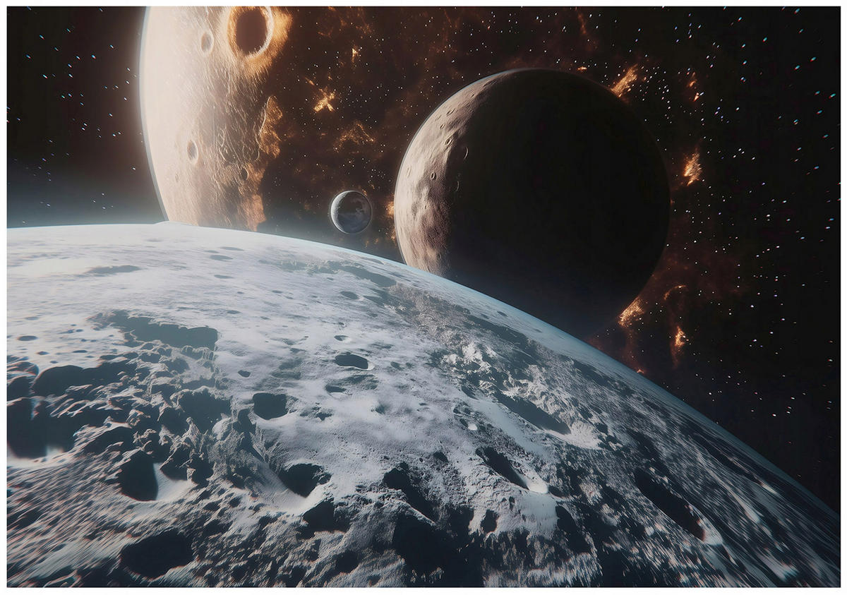 FOTOTAPETE Kinder Kosmos Braun 254x184 cm - Multicolor, Papier (254/184cm) - Wallarena