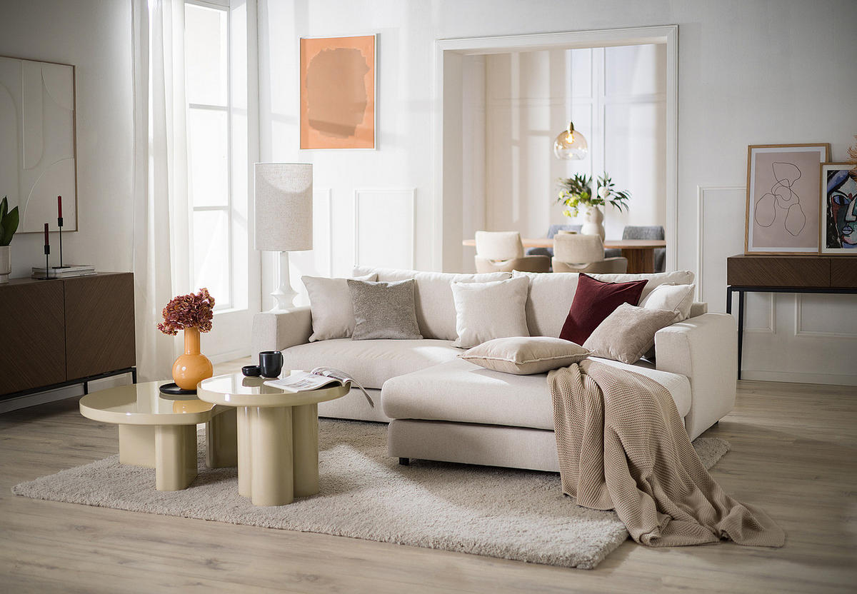 COUCHTISCH - Creme, Holzwerkstoff (90/90/34cm) - home24