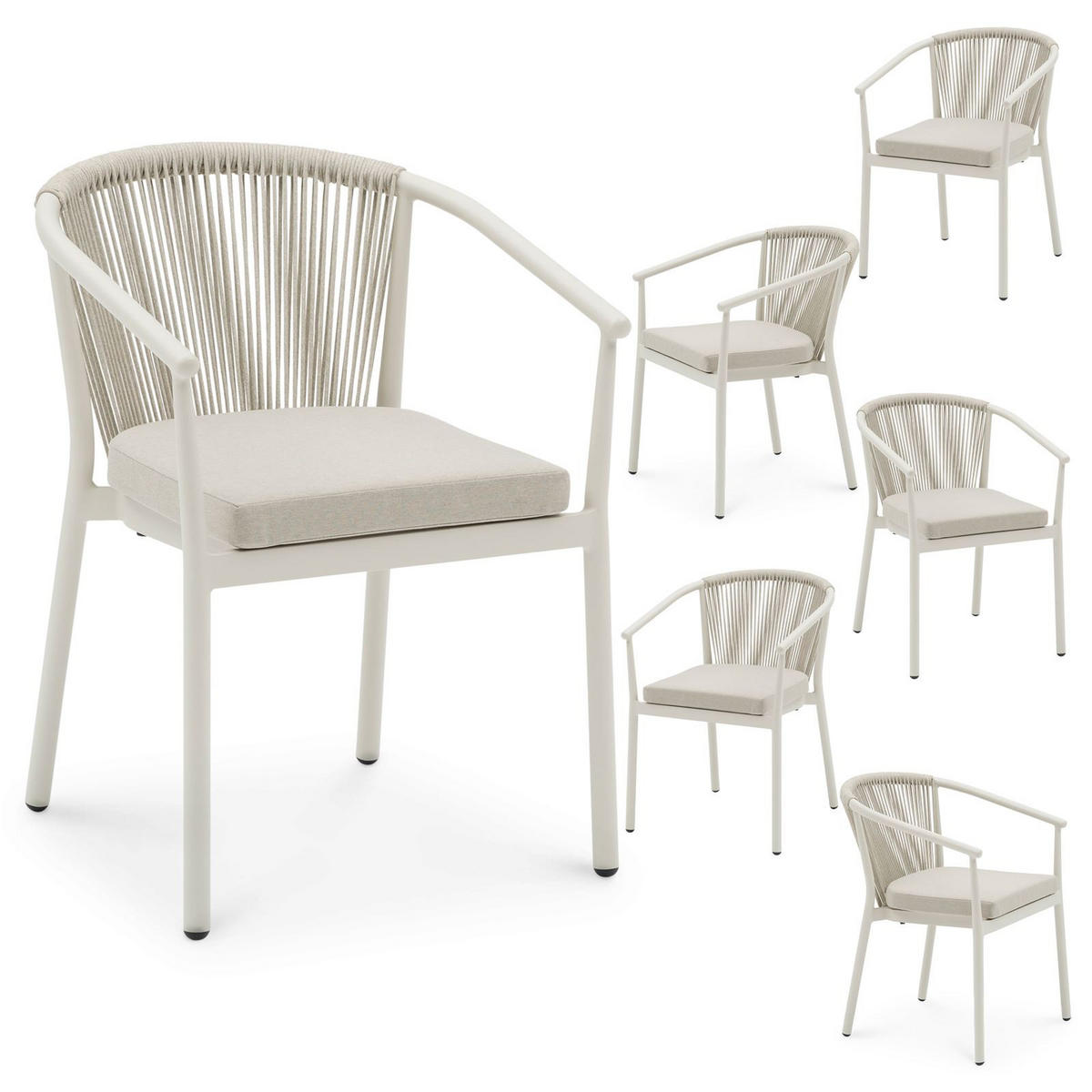 GARTENSTUHL TAVOLO 6ER-SET - Creme, Textil (56/77/62cm) - IDIMEX