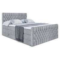 BOXSPRINGBETT SERENE-Z KING - 120 x 200 - H3/H4 - Grau - Grau, Holzwerkstoff (120/200cm) - ALTDECOR