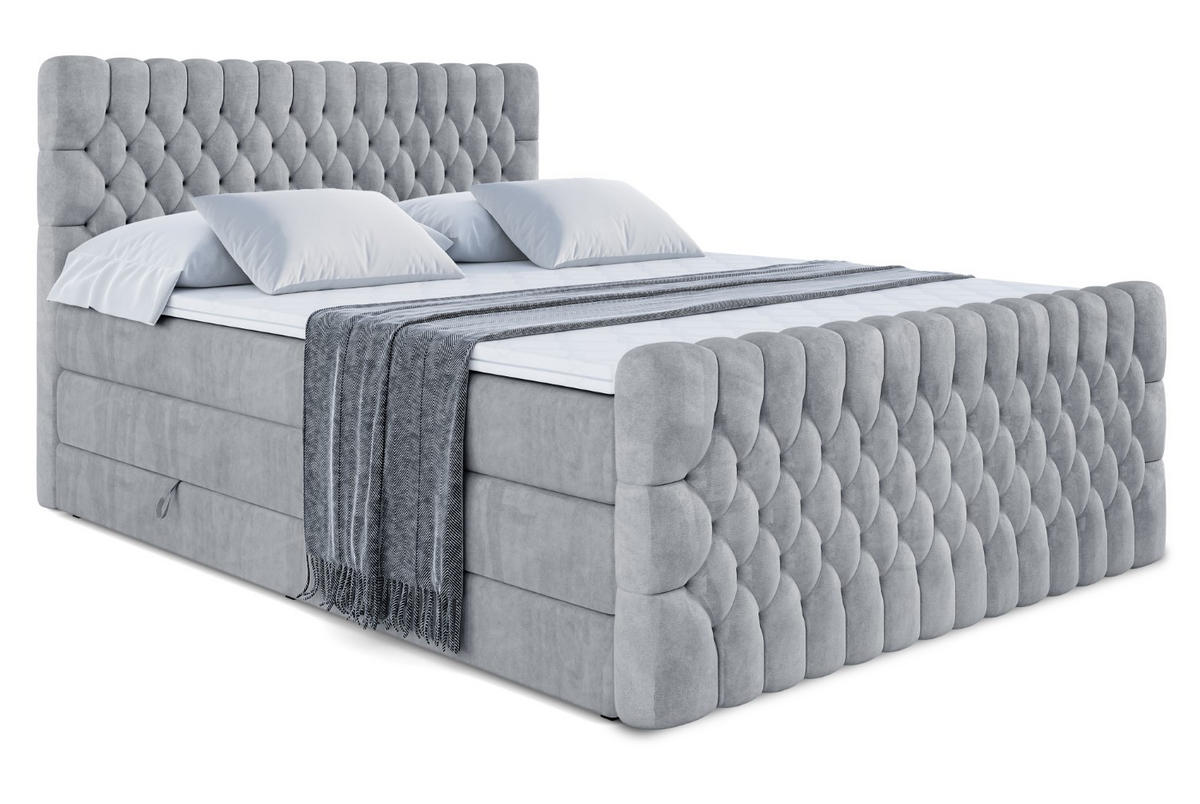 BOXSPRINGBETT SERENE-Z KING - 120 x 200 - H3/H4 - Grau - Grau, Holzwerkstoff (120/200cm) - ALTDECOR