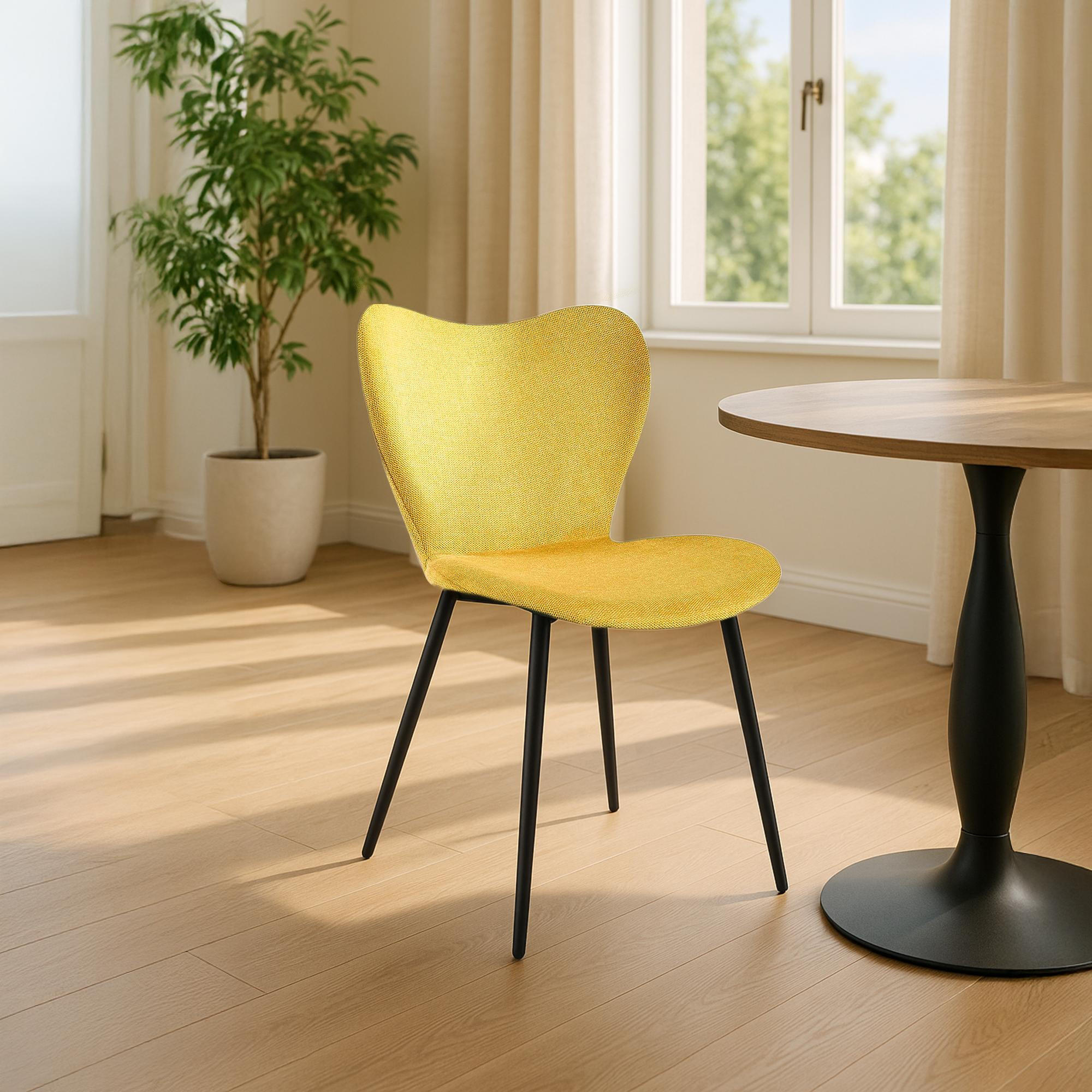 ESSZIMMERSTUHL Stoff Gelb - Gelb/Schwarz, Textil/Metall (50/80/58cm) - CLP