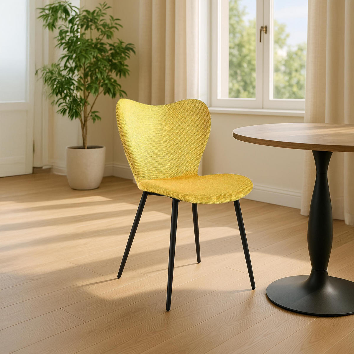 ESSZIMMERSTUHL Stoff Gelb - Gelb/Schwarz, Textil/Metall (50/80/58cm) - CLP