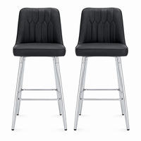 BARHOCKER-SET 2-teilig 100 cm Schwarz mit Rückenlehne und Fußraste - Schwarz, Metall (45/100/42cm) - MIVRAY