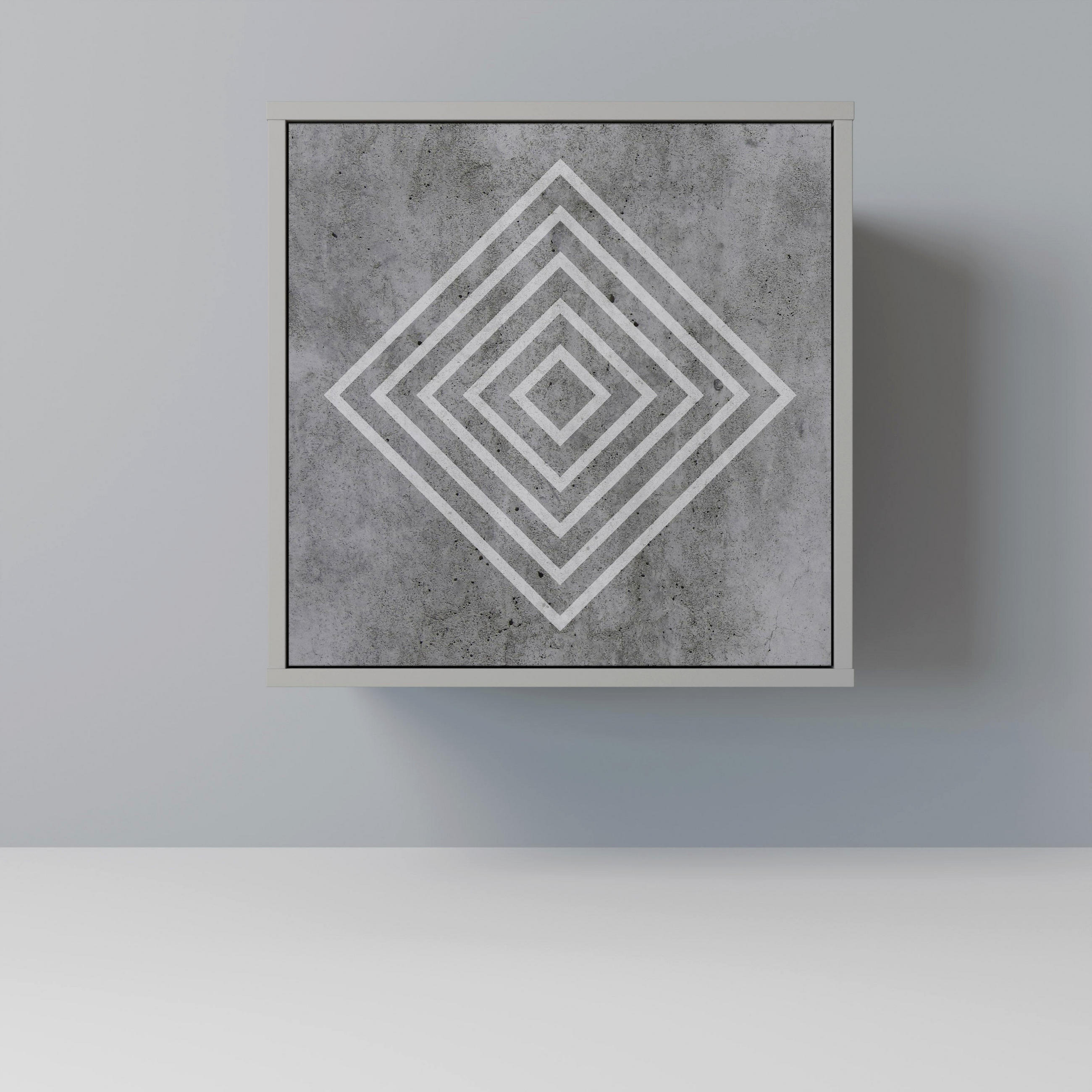 SIDEBOARD POLYGONAL ARTISTRY, Grau, 57,5x42x57,5 cm, Ohne Füße - Multicolor/Grau, Holzwerkstoff (57.5/57.5/42cm) - SpaceRebels
