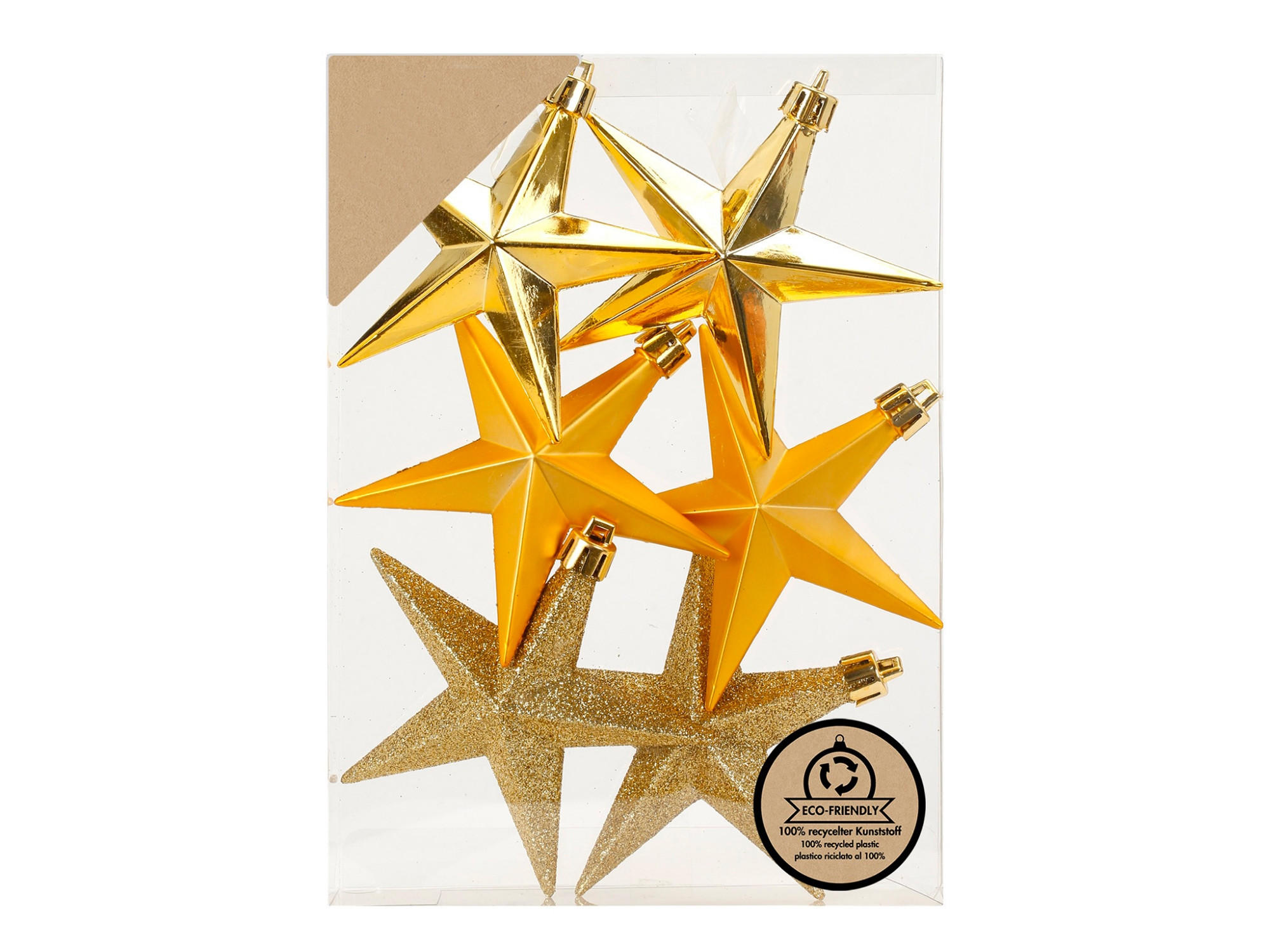 WEIHNACHTSORNAMENTE 6er-Set Ornamente Sterne gold Mix 9 cm - Goldfarben, Kunststoff (9/9/1cm) - LAALU