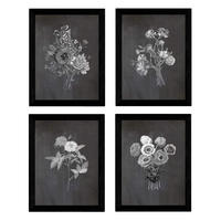 POSTER Set mit 4 Dunkelrot Botanischen Stil Schwarz A3 Rahmenlos - Klar, Papier (29.7/3cm) - Nacnic