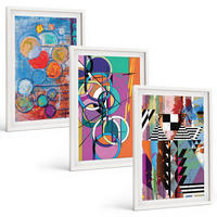 BILDER SET 3er Set - 40x60 cm Weißer Rahmen - Bunte abstrakte Kreise Geometrie - Weiß, Kunststoff (40/60cm) - TULUP