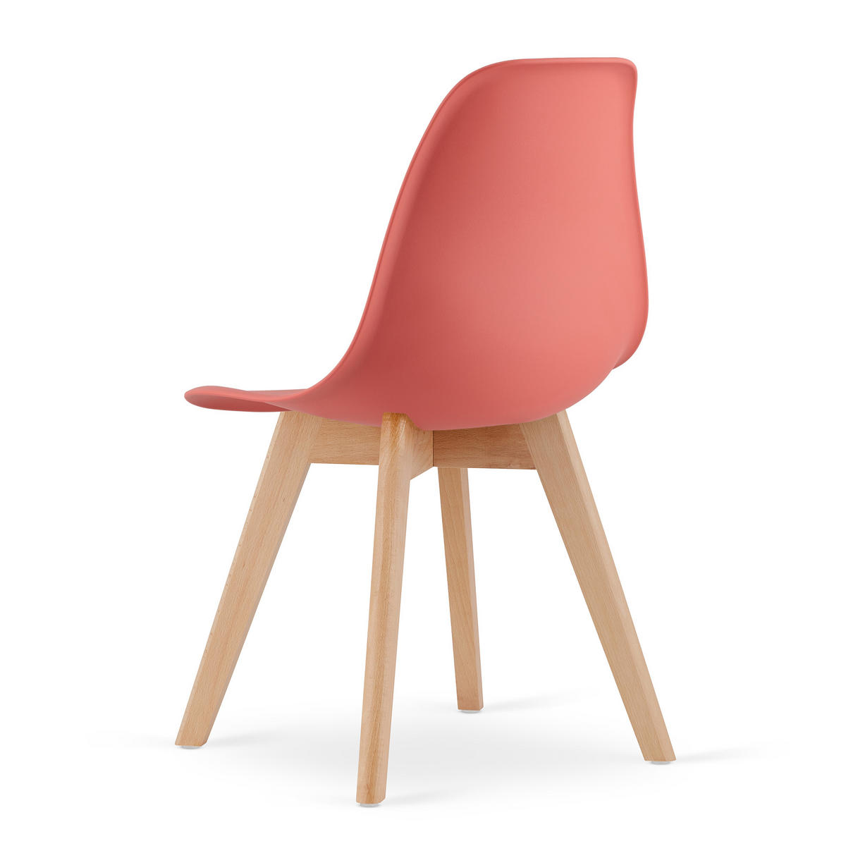 ESSZIMMERSTUHL KITO Zinnoberroter Sitz, natürliche Beine - Rot/Naturfarben, Kunststoff (46/80/54.5cm) - Valora