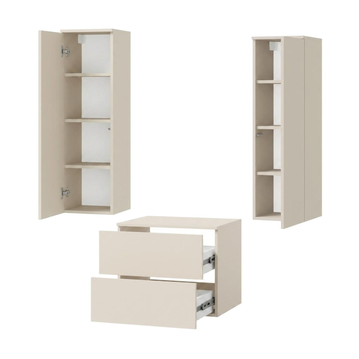 BADMÖBEL-SET Color Macadamia 3-Teilig (2S 60 + 1D 100 X2) - Beige, Holzwerkstoff (120/160/45cm) - mzm24