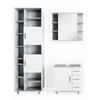 BADMÖBEL-SET Ilias Beton 3 Teile, mit Hochschrank - Weiß/Grau, Holzwerkstoff (60/60.8/33cm) - Vicco