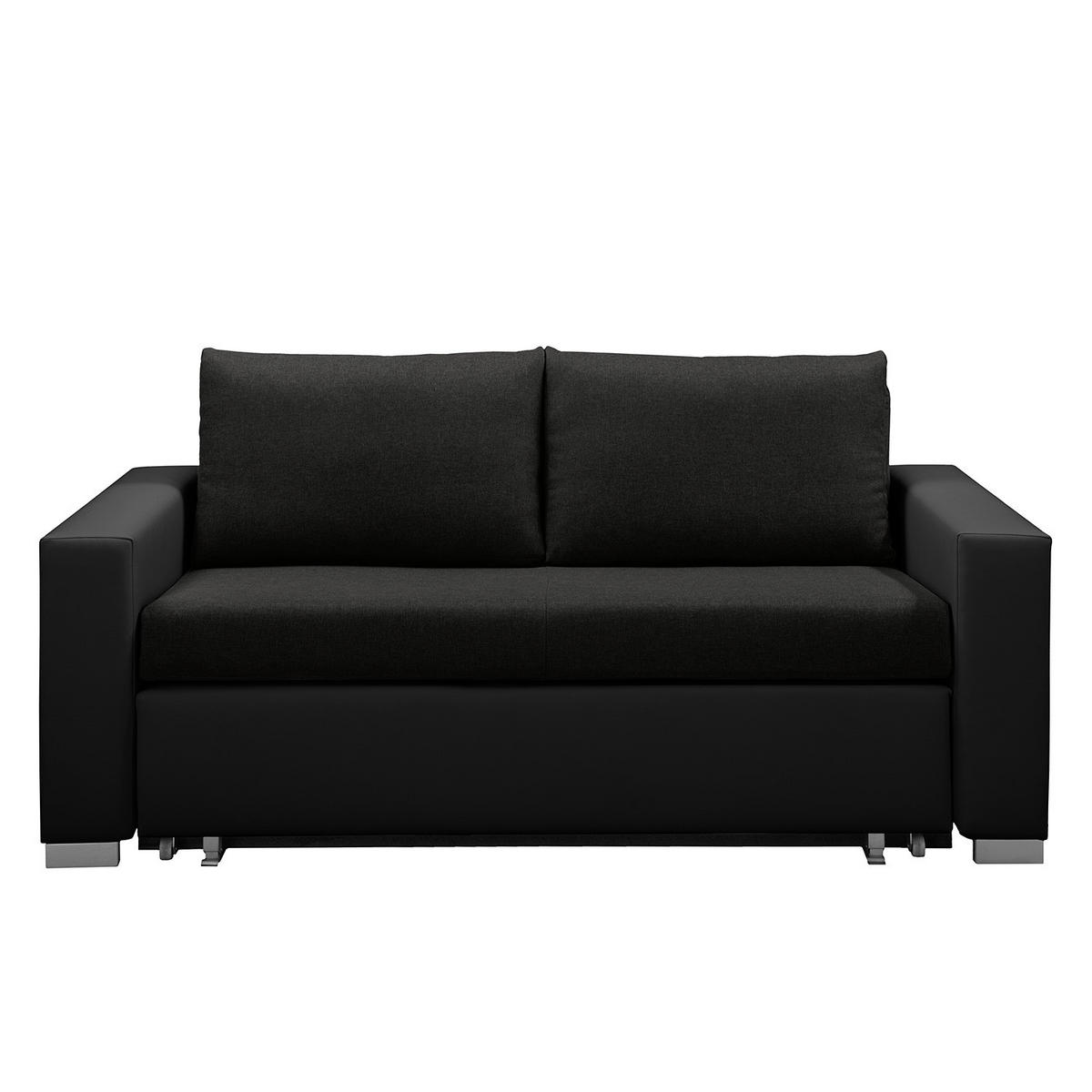 SCHLAFSOFA - Silberfarben/Schwarz, Kunststoff/Textil (173/90/90cm) - home24