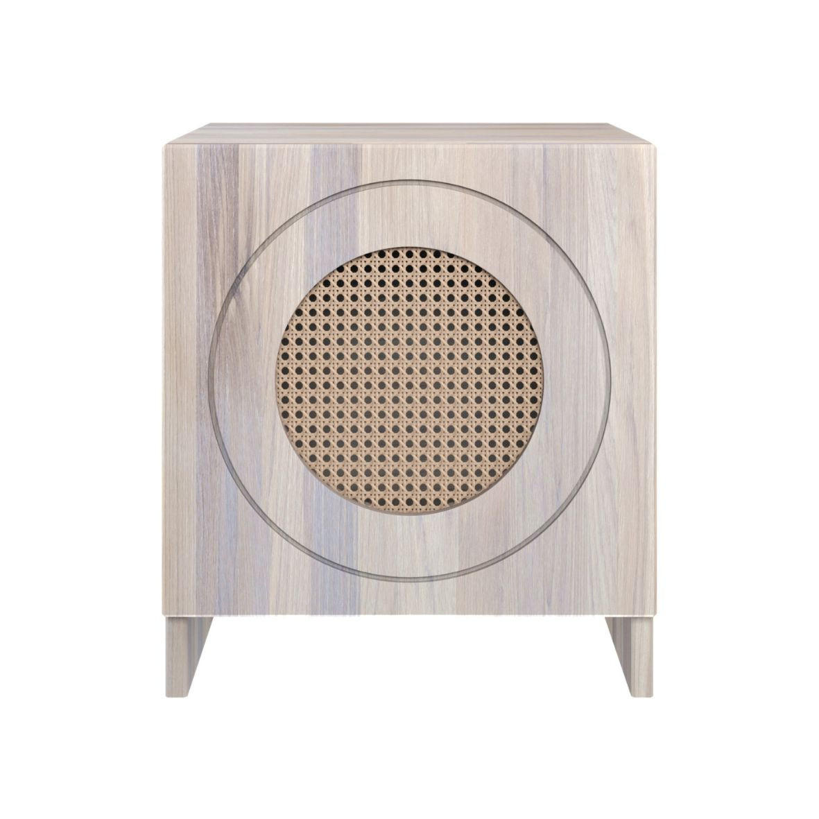 MASSIVHOLZNACHTTISCH Harmark mit Rattan-Detail, Eiche gebleicht - geölt - Eiche Bianco, Eichenholz/Holz (44/50/34cm) - Skandica