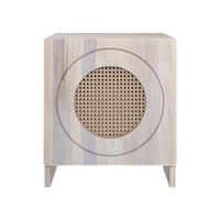 MASSIVHOLZNACHTTISCH Harmark mit Rattan-Detail, Eiche gebleicht - geölt - Eiche Bianco, Eichenholz/Holz (44/50/34cm) - Skandica
