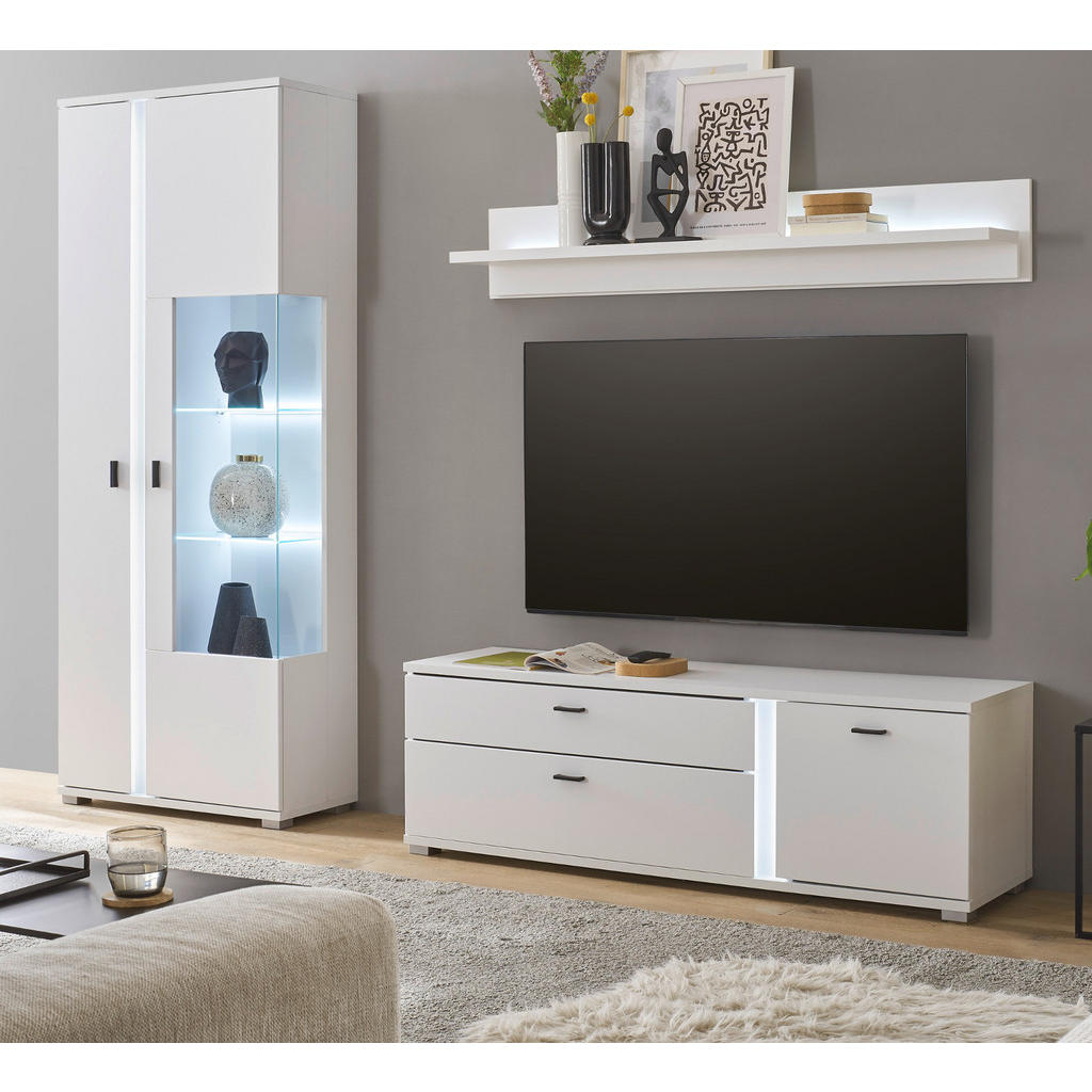 Thumbnail - Furn.Design Wohnwand, Weiß, Holzwerkstoff, Nachbildung, 240x200x42 cm, Wohnzimmer, Wohnwände, Anbauwände