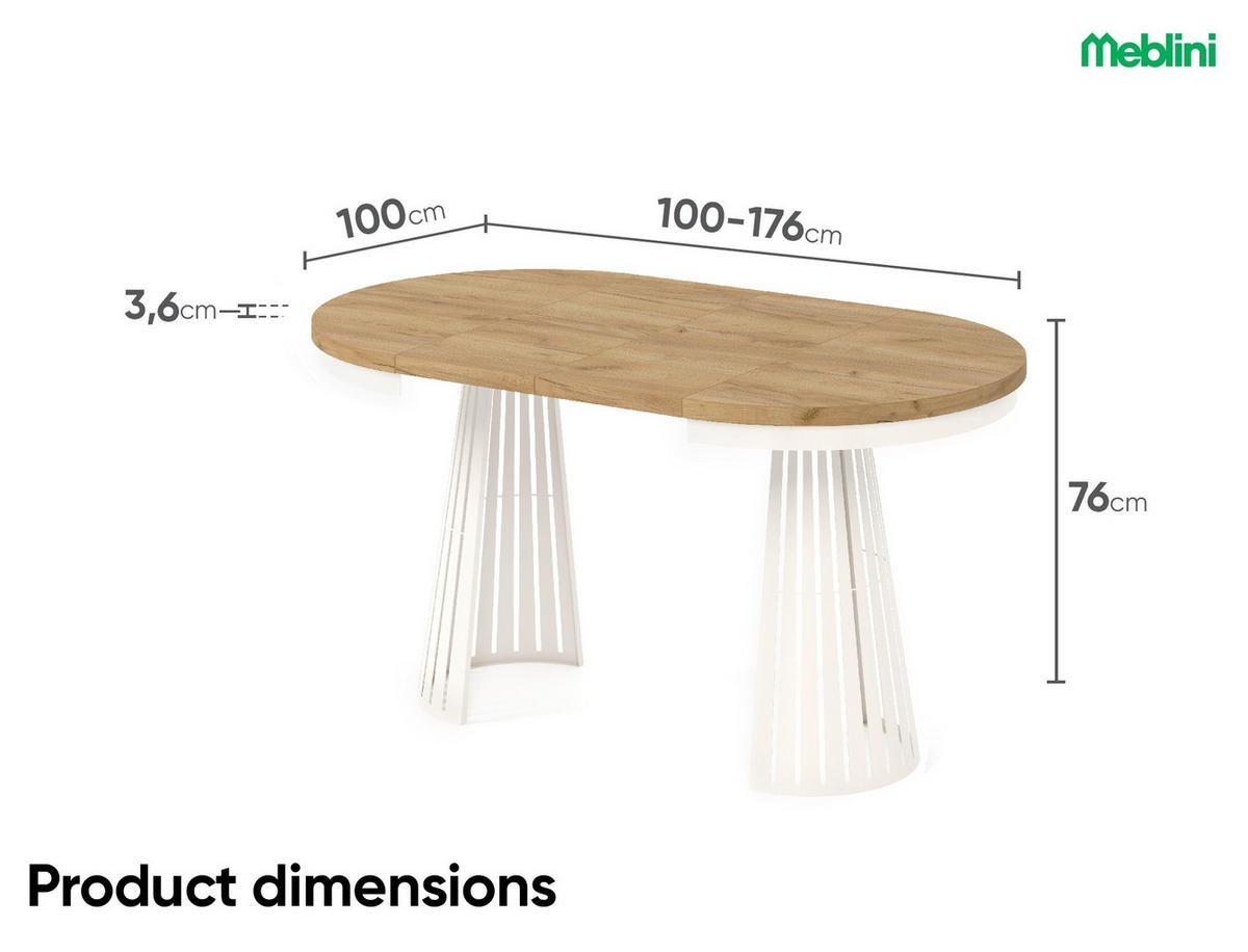 ESSTISCH Cone Bis - Honigeiche/Kaschmir, Holzwerkstoff/Metall (100/100/76cm) - Meblini