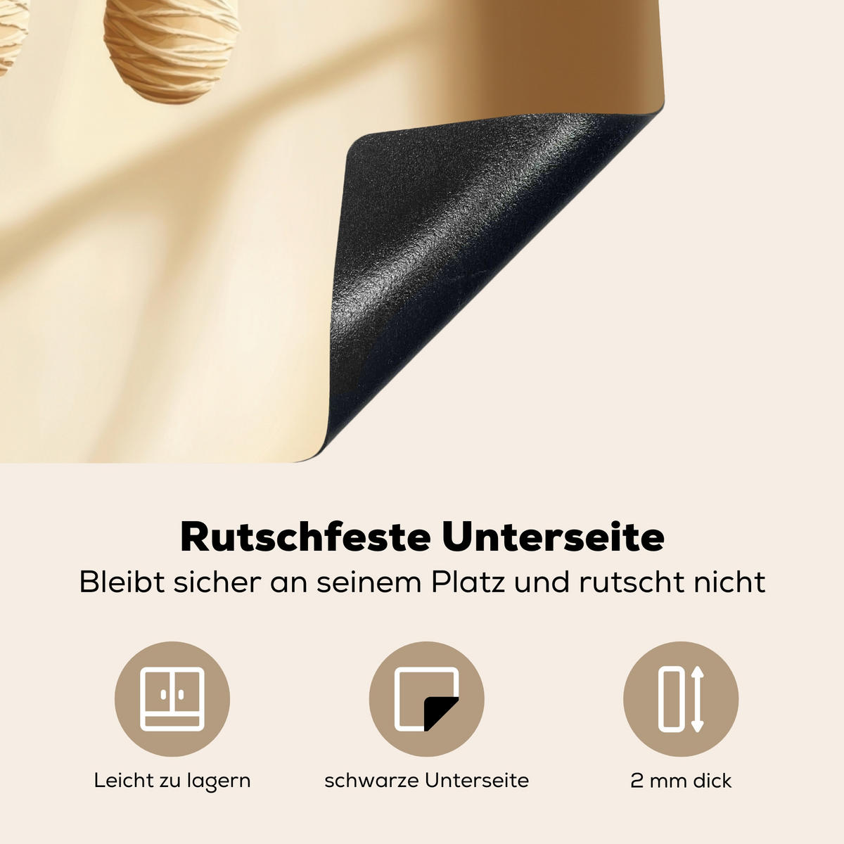 HERDABDECKPLATTE Beige - Osterkuchen - Eier Herdabdeckung Induktionsfeld 65x52 cm - Beige, Kunststoff (65/52/0.2cm) - MuchoWow