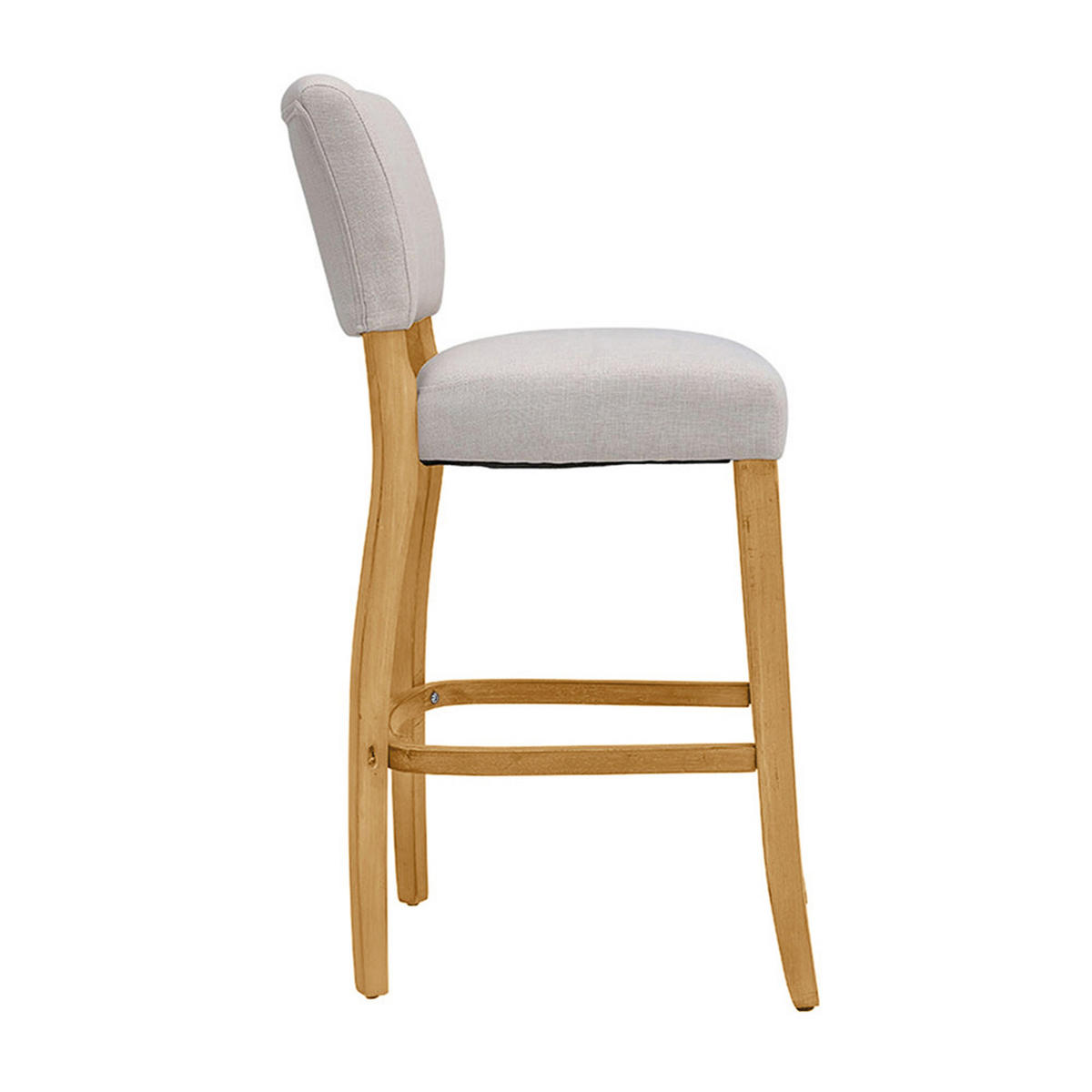 BARHOCKER 47/52.5/105.5 cm 2er-Set Rückenlehne Massivholzrahmen Leinen Beige Braun - Beige/Braun, Holz/Textil (47/105.5/52.5cm) - Livingandhome