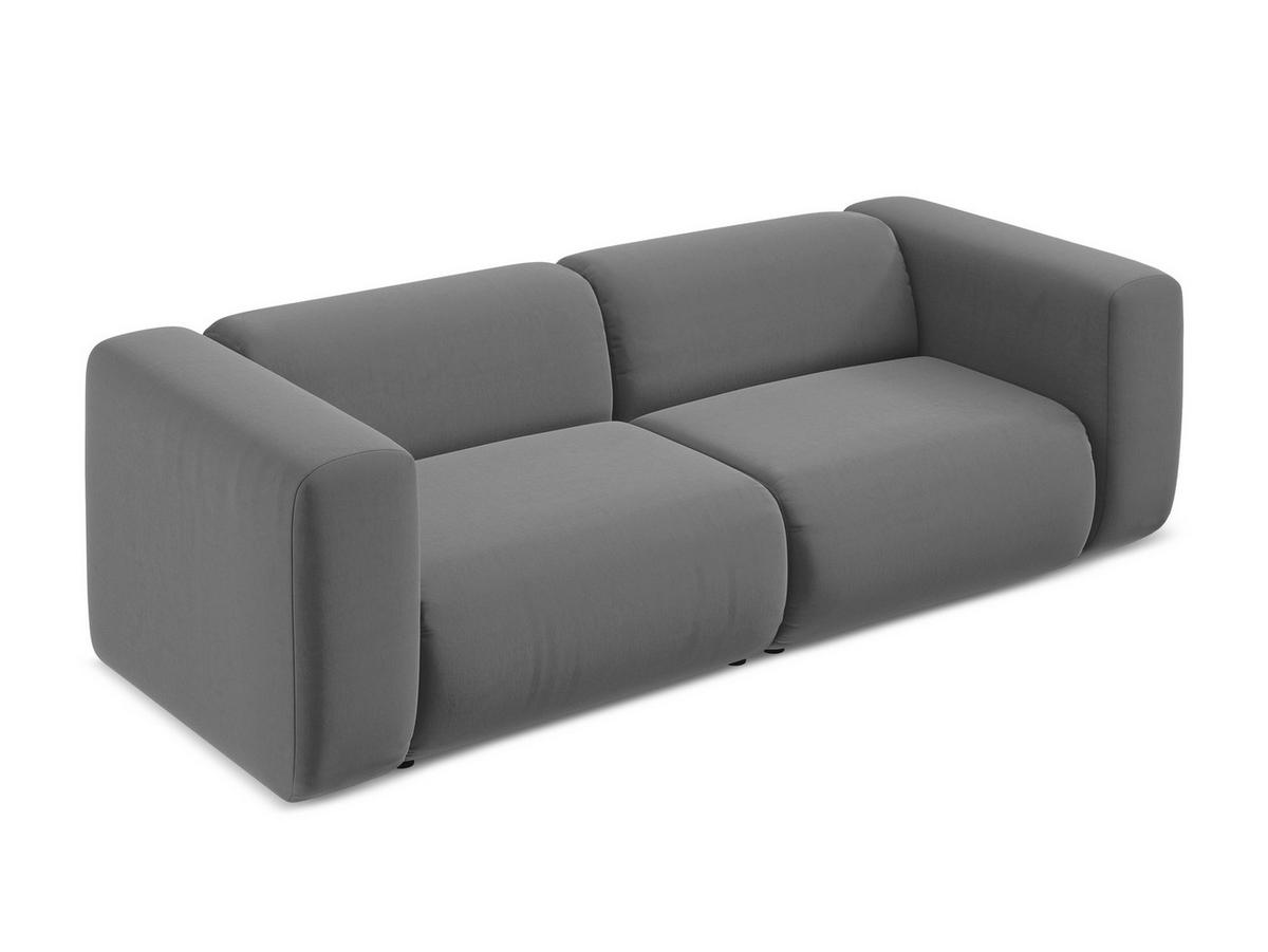 3-SITZER SOFA Samt Stoff Grau - Schwarz/Grau, Kunststoff/Textil (228/70/89cm) - Makamii