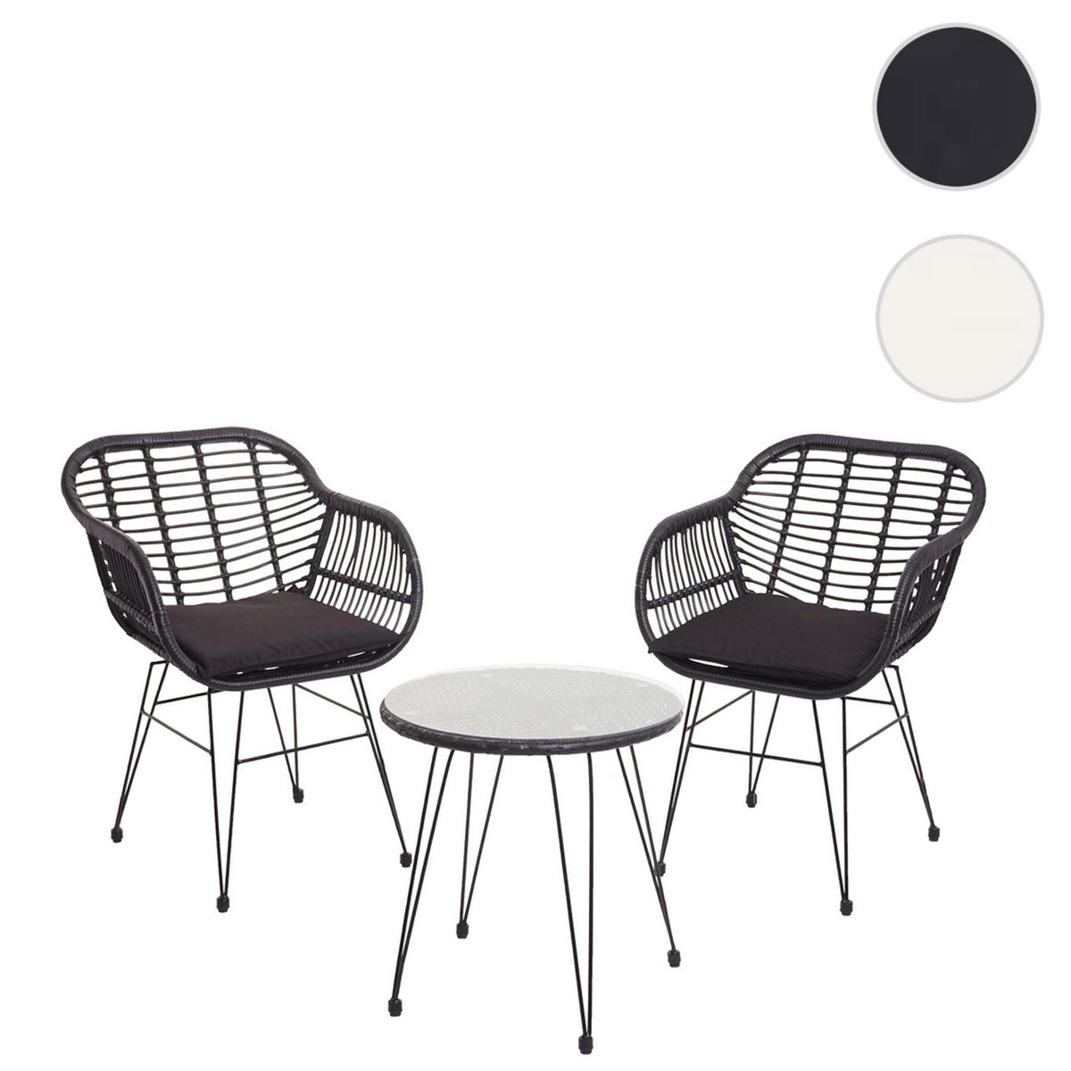 POLY-RATTAN GARNITUR Anthrazit - Anthrazit, Kunststoff - MCW