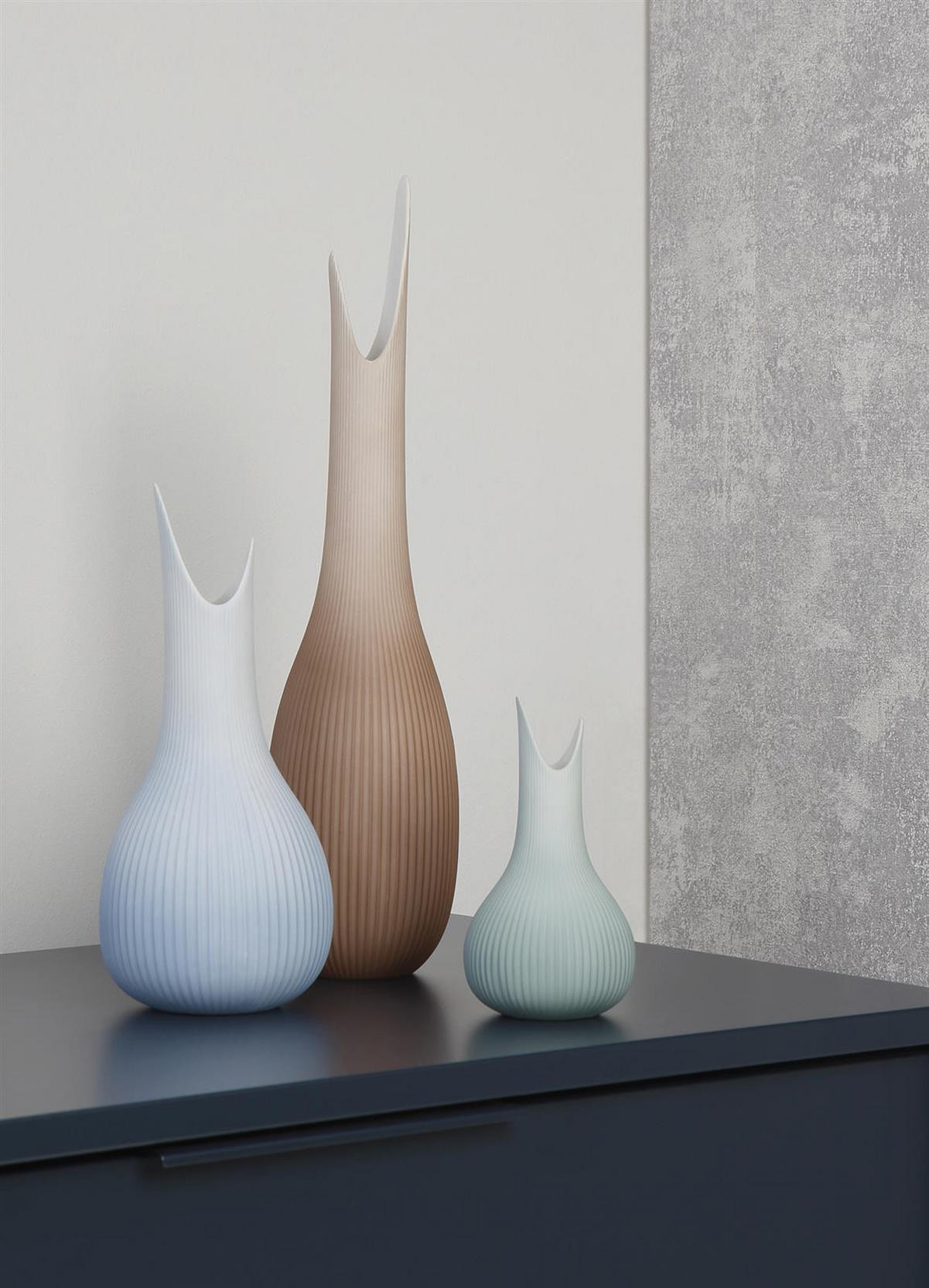 VASE Studio 8 Raindrop beige 41 cm - Beige, Keramik (41cm) - Goebel