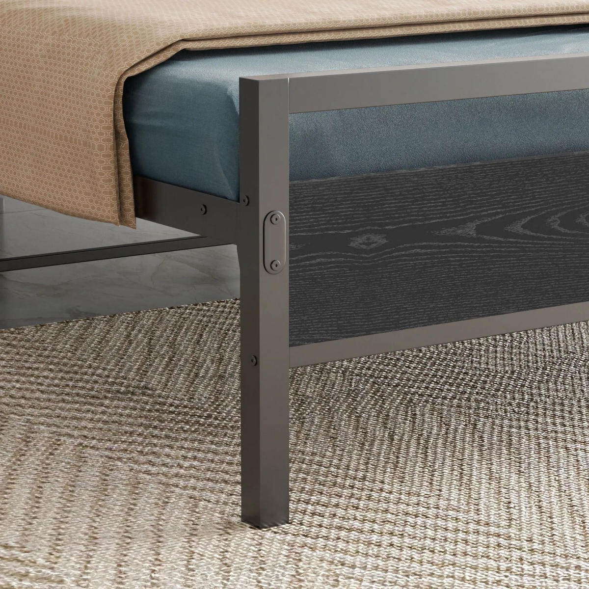 BETT 90/200 cm Schwarz Bettgestell aus Metall im Vintage-Design - Schwarz, Metall (90/200cm) - OKWISH